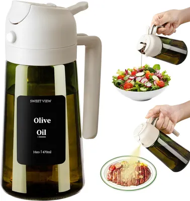 Produktbild von Olivenölspender und Ölsprüher, 470 ml, Glasölkanne, Lichtbeständig für Küche