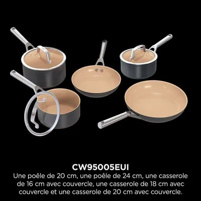 Image de Batterie de cuisine 5 pieces céramique Ninja ExtendedLife CW95005EUI - 2 poeles + 3 casseroles - Sans PFAS
