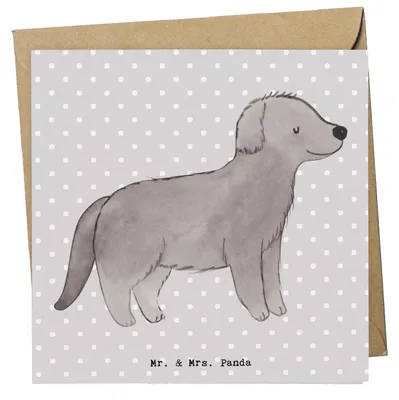 Produktbild von Mr. & Mrs. Panda Glückwunschkarte Neufundländer Moment - Grau Pastell - Geschenk, Klappkarte, doppelkarte, Grußkarte, anlasskarte, faltkarte, Newfoundland
