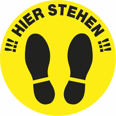 Produktbild von Fußboden-Aufkleber - Rund - "Hier stehen" (30x30cm) - G/S