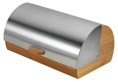 Produktbild von Maestro MR-1673S Brotkorb de Brotaufbewahrungstisch, Schiebedeckel, Aufbewahrungsbehälter für Brot und Wiener n, Brotkasten, elegantes Design, Holz, Edelstahl