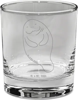 Produktbild von Mr. & Mrs. Panda Glas Seekuh Happy - Transparent - Geschenk, Urlaub, Zufrieden, Neustart, Trinkglas, Longdrinkglas, Cocktailglas, Achtsamkeit, Gin, Freundin, Respekt