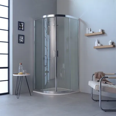 Immagine prodotto di Box doccia semicircolare 90x90 h195 trasparente profili flat ante scorrevoli | Fly