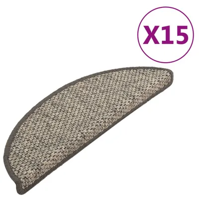 Obrázek produktu pro Samolepicí nášlapy na schody sisal 15 ks 65x21x4 cm šedo-béžové