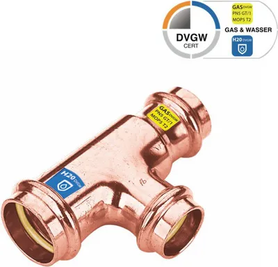 Produktbild von Sanpro Pressfitting T-Stück Abgänge reduziert, Größe V 15 - Abgang V 15 - V 12