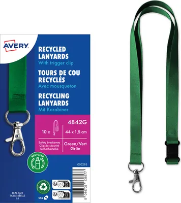 Image de AVERY 4842G AVERY bande textile / lanyard, en rPET, 440 x 15 mm, vert