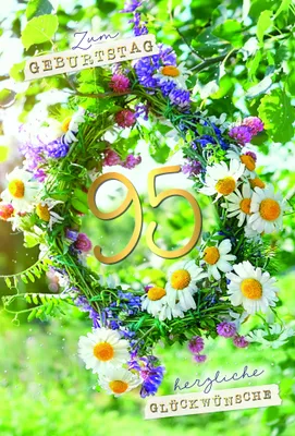 Produktbild von Zahlengeburtstag 95 Jahre - Karte - Blumen- und