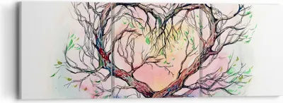 Produktbild von Bild auf Leinwand - Leinwandbild - Baum Herz Natur Bild - 90x30cm - Wand Bild - Wanddeko - Leinwanddruck - Bilder - Kunstdruck - Wanddekoration - Leinwand bilder - Wandkunst - CA90x30-3007