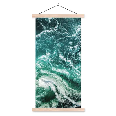 Produktbild von MuchoWow® Textilposter Ozean - Wasser - Meer - Luxus - Grün - Türkis 60x120 cm mit holzfarbenen Rahmen - Holz