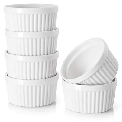 Ramekin-Set 6er: 4 oz Porzellan, ofenfest, weiß