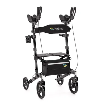 Produktbild von Helavo faltbarer Arthritis-Rollator - Leichter Aluminium Stand Up Walker mit weichen Armlehnen und Sitz