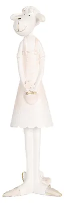 Image de Clayre & Eef Figurine de décoration Mouton 6x4x17 cm Blanc Plastique