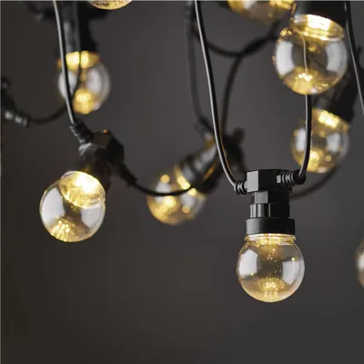 LED světelný řetěz – 10x párty žárovky čiré, 5 m, venkovní i vnitřní, teplá bílá