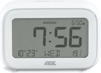 Zdjęcie produktu dla Budzik z kalendarzem i termometrem ADE, 11 x 4 x 7 cm