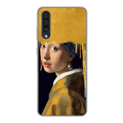 Produktbild von MuchoWow® Handyhülle Schutzhülle Hülle für Samsung Galaxy A30s Mädchen mit einem Perlenohrring - Gold - Vermeer Silikon Softcase Handy Hülle - Karteninhaber