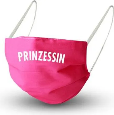 Produktbild von Design Maske in PINK aus Baumwolle mit em Innenvlies - PRINZESSIN - 15695 + Gratiszugabe