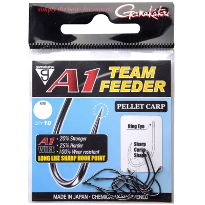 Produktbild von Gamakatsu A1 Team Feeder Eyed Hooks Pellet Carp - 10 Angelhaken, Größe:6