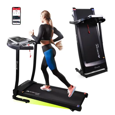 Immagine prodotto di Mobiclinic® Fitness, tapis roulant pieghevole, altoparlante Bluetooth, velocità massima 12 km/h, con app, display LCD, dimensioni 139x62x114 cm, funzionamento silenzioso, modello ETNA