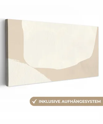 Produktbild von MuchoWow® - Leinwandbilder - Beige - Abstrakt - Modern, Wandbild, Wanddeko Bilder Wohnzimmer, 40x20 cm