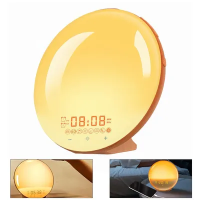 Produktbild von Sonnenaufgangswecker fürs Schlafzimmer, 9 Naturklänge, 7 Lichtfarben,FM-Radio,Sleep-Timer,Doppelalarm,30 Helligkeitsstufen, ideales Geschenk für Baby