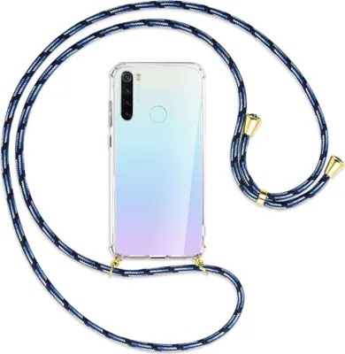 Produktbild von Handykette Backcover-Schutzhülle mit Band (Metall goldfarben) für Xiaomi Redmi Note 8 - Blautöne