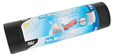 Produktbild von 180 Müllsäcke mit Zugband, LDPE 120 l 100 cm x 70 cm schwarz