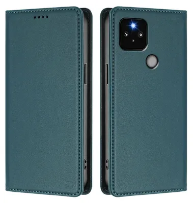 Image de Etui en cuir pour Google Pixel 5, étui magnétique en cuirPolyuréthaneavec support Vert