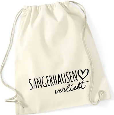 Produktbild von Huuraa Turnbeutel Sangerhausen verliebt 12 Liter Natural Baumwolle Rucksack Geschenkidee