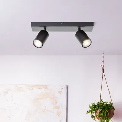 Produktbild von BRILLIANT schwarze Deckenleuchte JELLO | 2er Deckenspot mit wechselbarem LED Leuchtmittel | 2x 4,5W 345 Lumen 3000 Kelvin | Metall