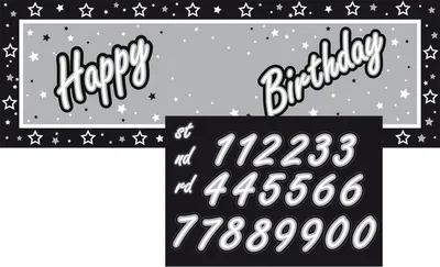 Produktbild von XXL Geburtstags Banner Schwarz und Silber mit Zahlen zum Runden Geburtstag