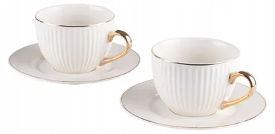 Zdjęcie produktu dla Komplet 2 Filiżanek Porcelanowych Ze Spodkiem 250Ml Aurora Kawa Herbata