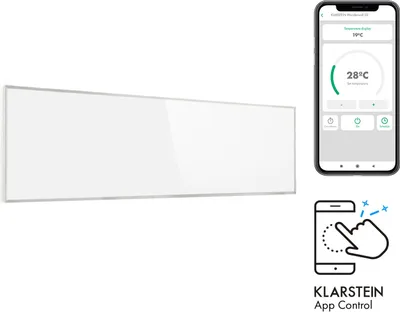 Produktbild von Klarstein Infrarotheizung mit Thermostat, 300W Elektroheizung, Smart Home Bild-Infrarotheizung zur Wandmontage, IR mit IoT/WiFi App-Control, Feuchtraum Flach-Heizkörper, CO2-Freie Wand Heizung