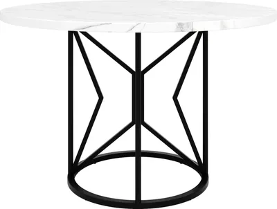 Produktbild von MODFU Esstisch Runder Kaffeetisch Küchentisch für 4-6 Personen,Schreibtisch Tischplatte aus marmoriertem MDF, 100×100×76cm,Schwarz und Weiß