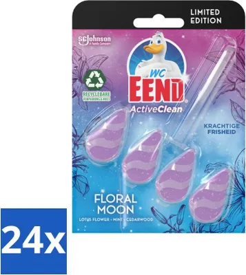 Obrázek produktu pro Toaletní kachna - Active Clean Floral Moon - toaletní blok - vůně: lotos, máta a cedrové dřevo - 38 gr - hodnotné balení - 24 kusů