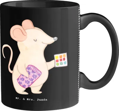 Produktbild von Mr. & Mrs. Panda Keramiktasse Raumausstatter Herz - Schwarz - Geschenk, Tasse, haferl, Kaffeetasse, Becher, Pott, Kaffeebecher