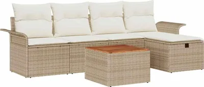 Produktbild von vidaXL Gartensofa-set 6 stk. Beige Poly Rattan