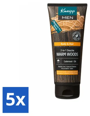 Productafbeelding van 5 x Kneipp Men 2-in-1 Douchegel Warme Houtaroma - 200 ml - Voordeelverpakking - 5 stuks