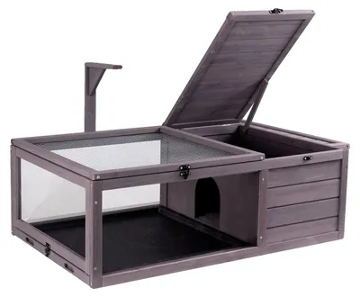 Immagine prodotto di VEVOR habitat per tartarughe, casetta in legno per tartarughe Recinto per tartarughe con supporto luminoso sospeso, recinto per rettili a 2 stanze, gabbia per piccoli animali per gechi, lucertole, serpenti, 96,5 x 61 x 33 cm