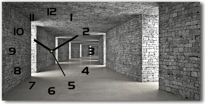 Produktbild von Wanduhr aus Glas – 60x30 cm - Glasbild - Glasuhr - Gehärtetes Glas - schwarze-zeiger - Brick Tunnel