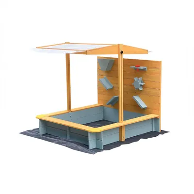 Produktbild von HOME DELUXE Sandkasten mit Überdachung SANDY - Holz/Grau I Sandkasten mit Überdachung, Holzsandkasten überdacht, Kinder Sandkasten mit Dach, wetterfester Sandkasten, Sandkiste mit Sonnenschutz, UV-Schutz Sandkasten, überdachter Spielplatz, Sandkasten aus Holz, robuster Sandkasten, höhenverstellbares Dach, Outdoor Spielzeug, Garten Spielplatz, Sandkasten mit Sitzbank, großer Sandkasten,