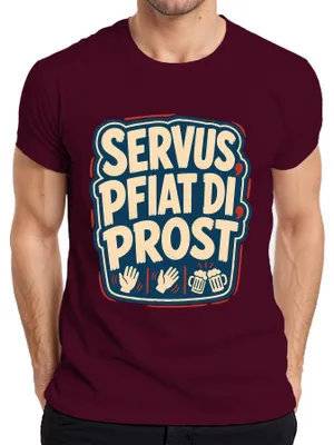 Imagen del producto de Camiseta para hombre, estilo "Servus, Pfiat Di, Prost Bayern  Bier Wiesn", color burdeos, talla XXL