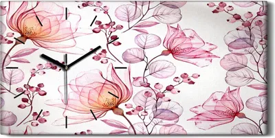 Produktbild von Wohnzimmer-Bild Leinwand Uhr Geräuschlos 60x30 Malerei Blumen Zweig Kunst - schwarze Hände