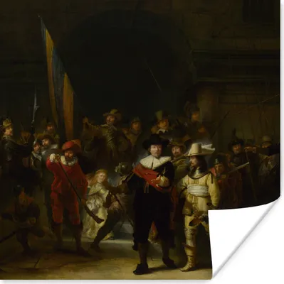 Produktbild von MuchoWow® Poster Die Nachtwache - Gemälde von Rembrandt van Rijn 30x30 cm - Wandposter - Printing
