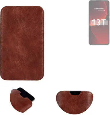 Produktbild von K-S-Trade Schutzhülle Handyhülle kompatibel mit Xiaomi 13T Handytasche Kunstleder Sleeve in braun
