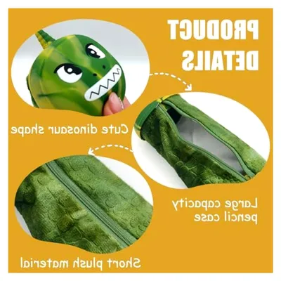 Produktbild von Dino Federmäppchen aus grünem Plüsch und Silikon