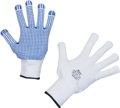 Produktbild von Feinstrickhandschuh FineGrip einseitig genoppt, blau, Gr. 8