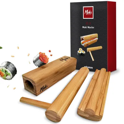 Produktbild von mikamax - Maki Master Set - Bambus Sushi Maker - Komplettes DIY Sushi Set mit Ro