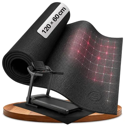 Image de Tapis de protection pour sol, enroulable - 120 x 60 cm, noir - PVC - Protège-sol pour appareils de fitness - Tapis antidérapant et insonorisant