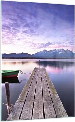 Produktbild von Bilder auf glas - Einteilig - See Berge Wasser - 70x100cm - Glasbilder - Wandbilder - Bilder - zum Aufhängen bereit - Wanddekoration aus Glas - Glas Bilder - Wandbild auf Glas - GPA70x100-3671