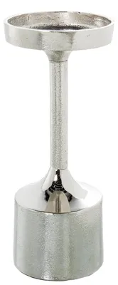 Zdjęcie produktu dla Metalowy świecznik stołowy z aluminium, kolor srebrny, średnica 9 cm, wysokość 21 cm